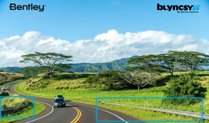 Bentley’s Blyncsy solution collects high-resolution dash camera imagery from state roads across Hawaii to help Hawaii DOT identify road hazards more quickly, including guardrail damage and vegetation encroachment. Image courtesy of Bentley Systems.